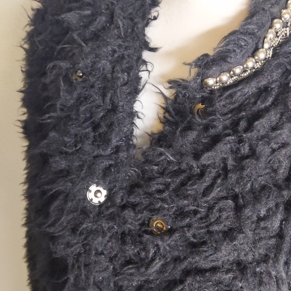 GUESS Oversized Black Faux Fur Coat Women’s XS (Fits M/L) | Snap Button Longline - Picture 9 of 12